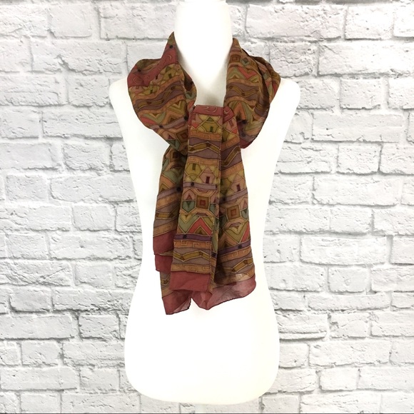 Lightweight Multicolor Geometric Print Scarf - Picture 3 of 5